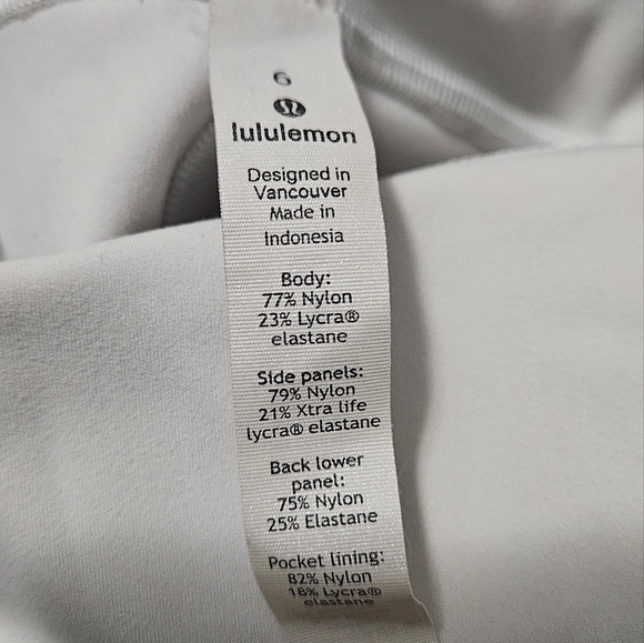 LULULEMON Forget The Sweat Crop. 21 inch. White. Size 6 - Picture 12 of 13